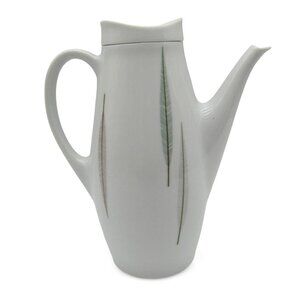 THOMAS Coffee Pot White Porcelain Grass Leaf Design 1960s Germany Vintage
